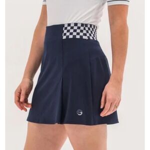Foray Golf Women's Athletic Golf Skort Skirt in Navy Size Medium Checkered Waist